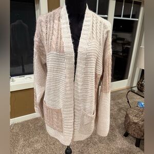 Abercrombie & Fitch Cable Knit Patchwork Open Cardigan Sweater